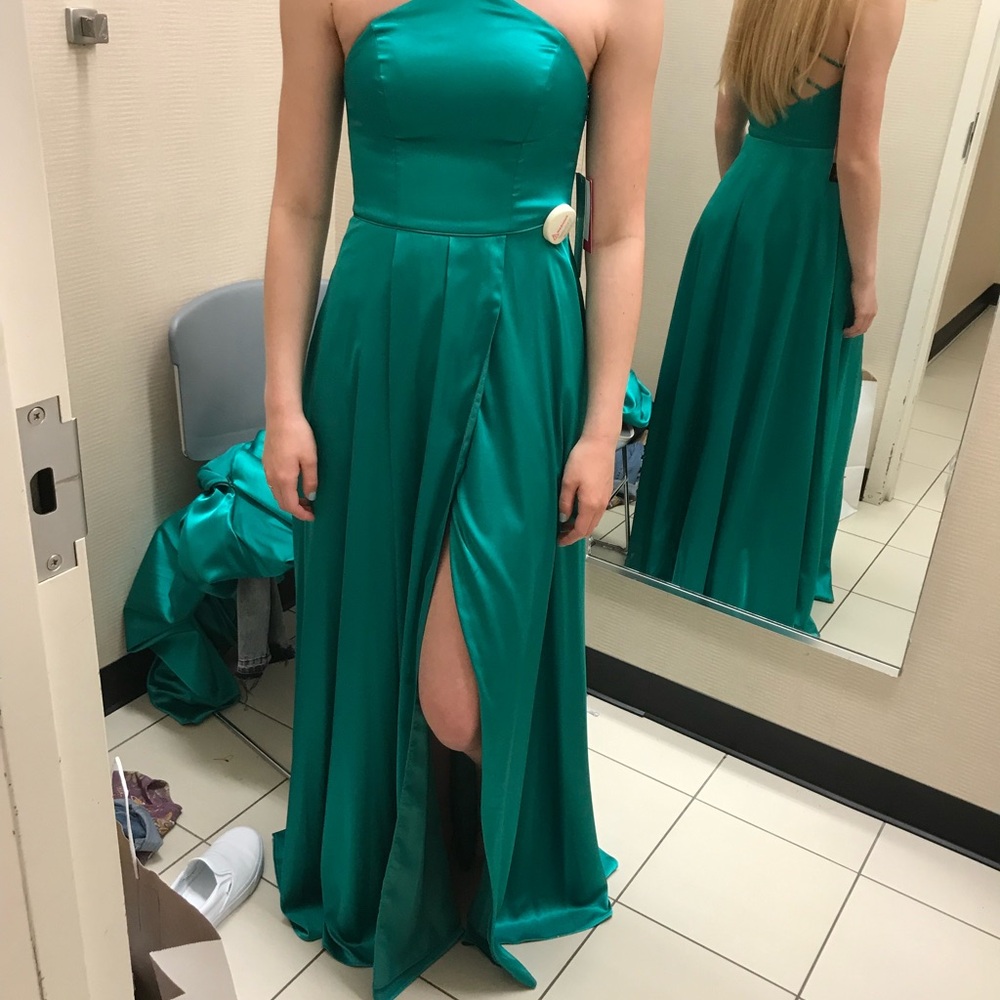Elegant Green Satin Dress